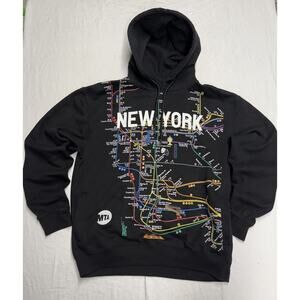 MTA New York Subway Map Hoodie, Black, Size: Men’s XL Unisex